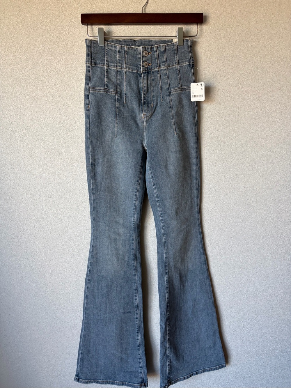 We The Free by Free People Jayde High Waist Flare Jeans in Light Blue